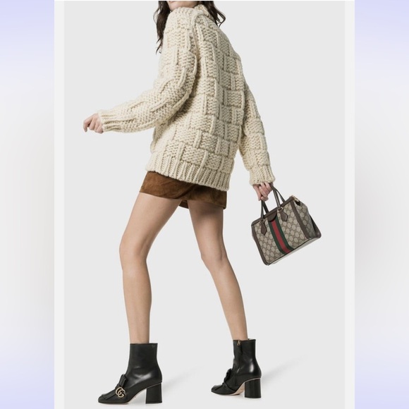 Gucci Marmont Burgundy Heeled Leather Boots - Picture 2 of 11